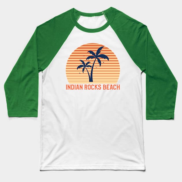 Indian Rocks Beach Sunset, Orange and Blue Sun, Gift for sunset lovers T-shirt, Palm Trees Baseball T-Shirt by AbsurdStore